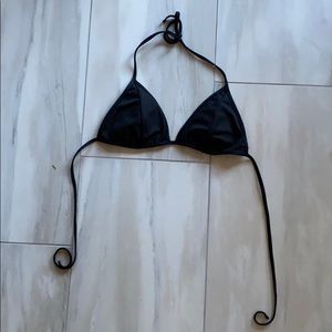 Black ribbed triangle tie bikini  top